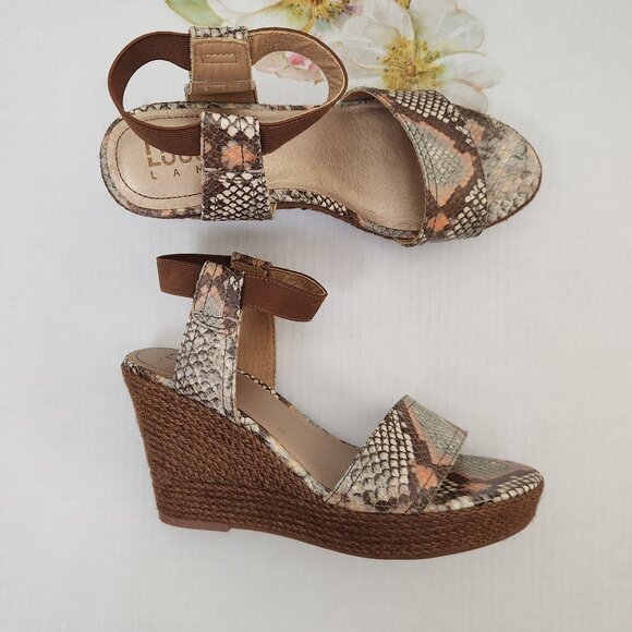 Lucca Lane Size 9.5 Leather Casual Ankle Wedge Espadrilles Emmalyn Sandals - Picture 1 of 8
